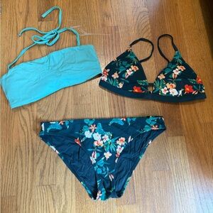 Lively Floral Bikini Set with Turquoise Bandeau